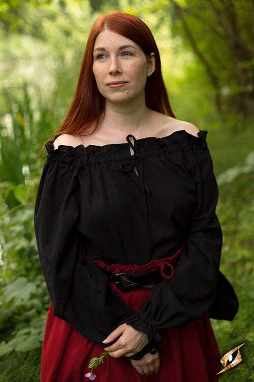 Piratenblouse Reid, zwart