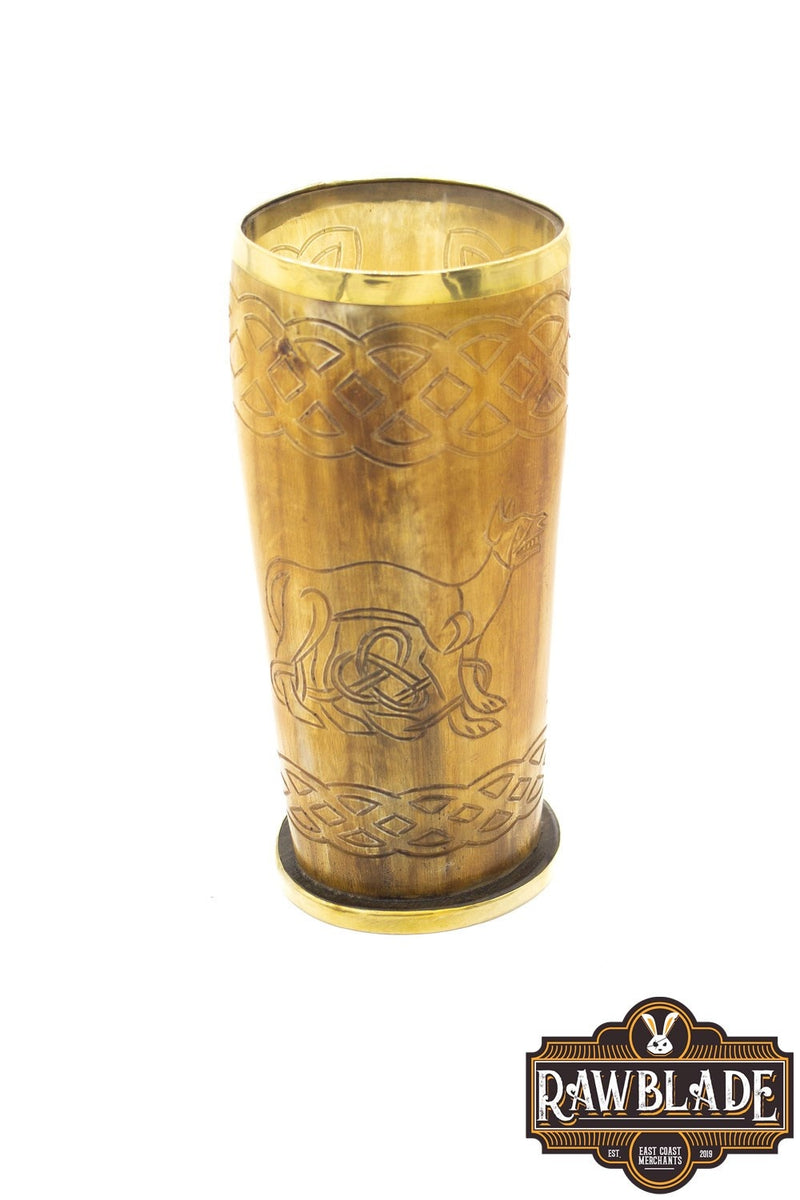 Róg do picia z motywem celtyckiego psa, 300–500 ml