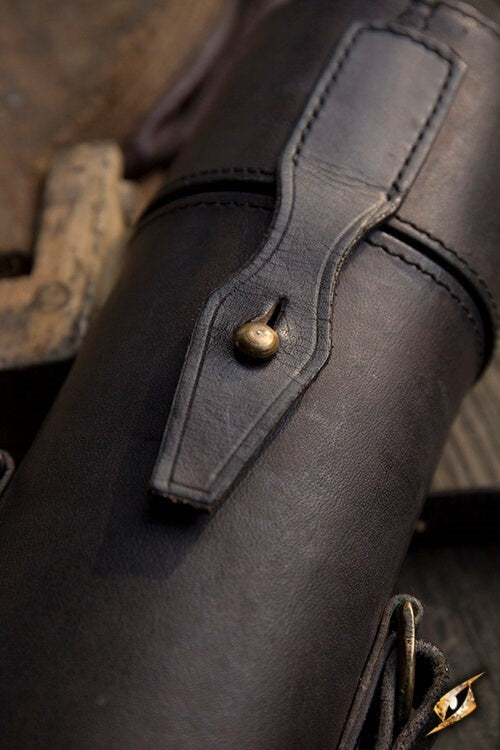 Skórzany uchwyt na butelki lub zwoje, czarny