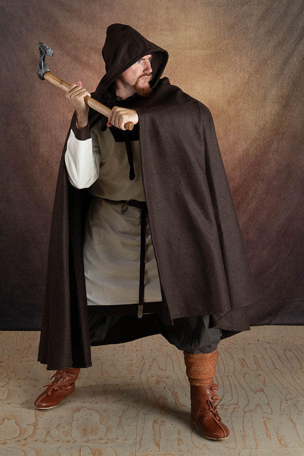 Middelalderlig kappe Karen, uldmix, brun