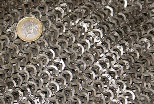 Haubergeon, platte ringen, ronde klinknagels 8 mm