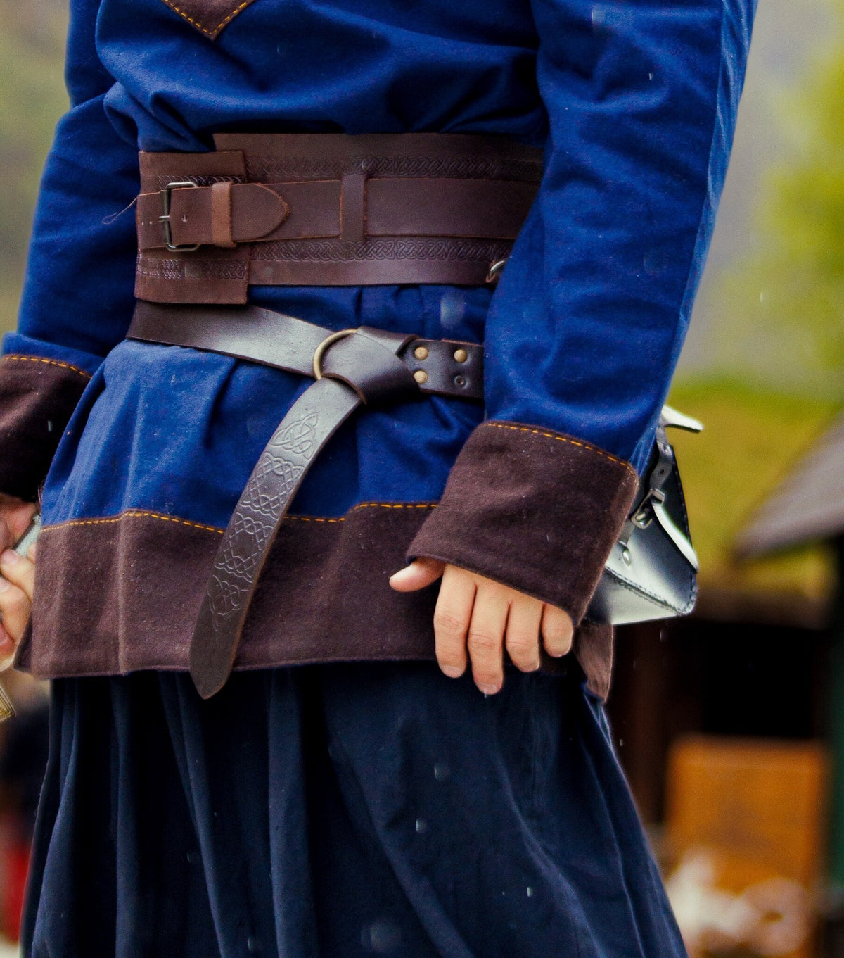 Vikingetunika Roland, uldmix, blå