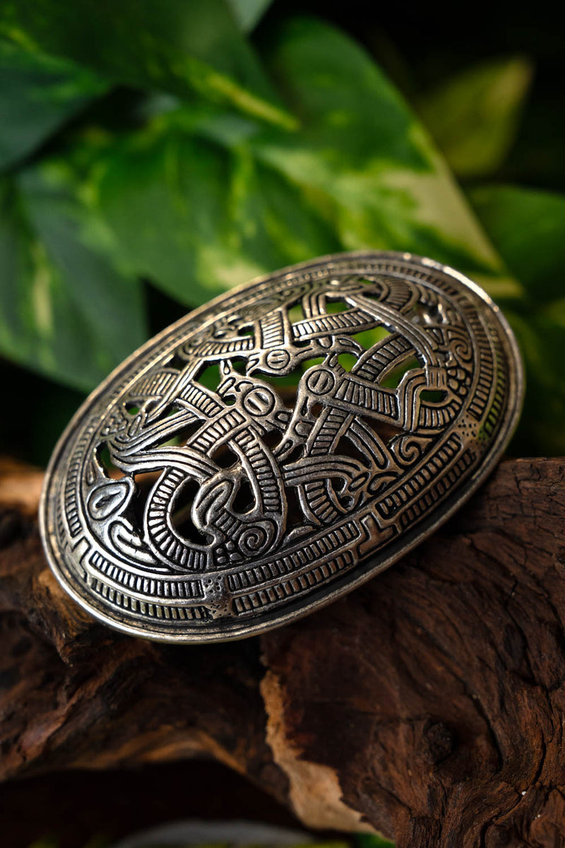 Broche tortue viking de style Jelling, argentée, prix à l’unité