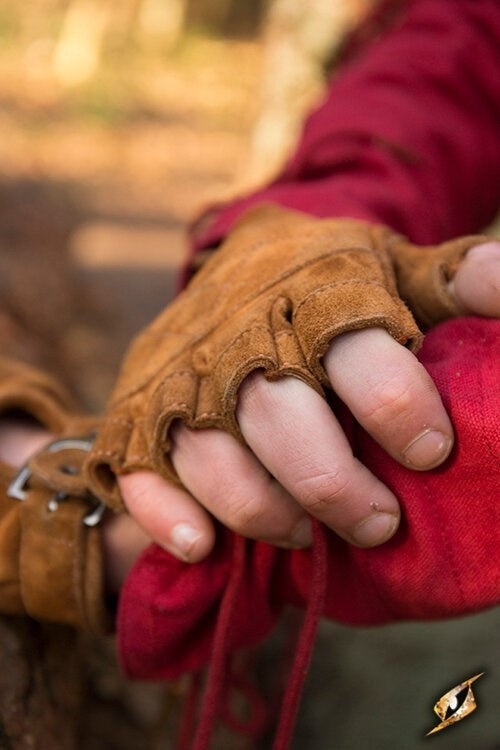 Wildleder Fingerhandschuhe ohne Finger, braun