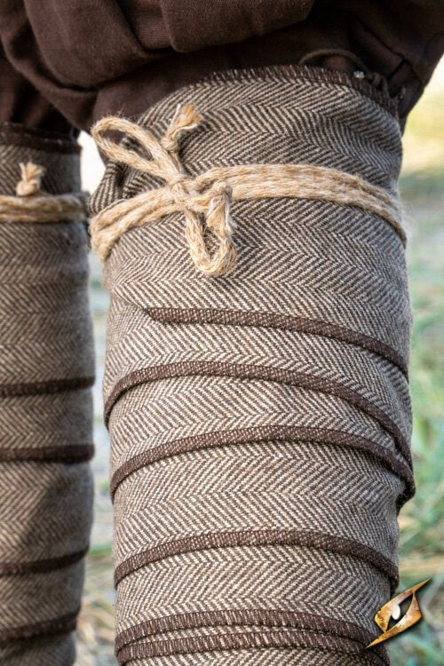 Fasce per gambe a motivo spina di pesce, grigio carbone, misto lana