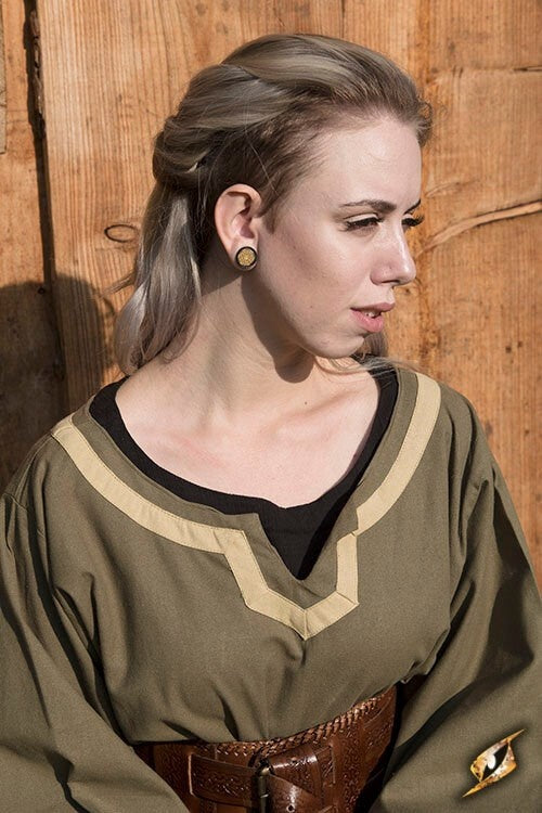 Viking dress Astrid, green/beige
