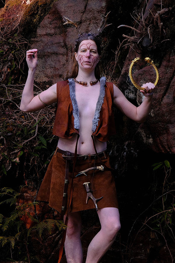 Läderkjol Nuala, brun