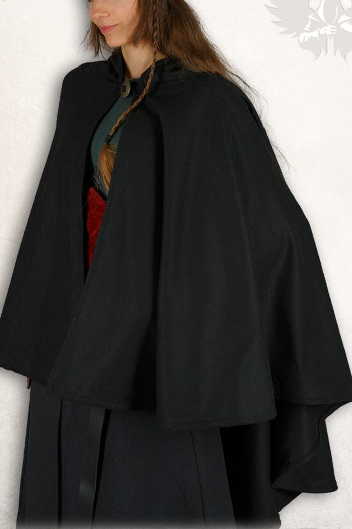 Medieval cape Kim, wool blend, black