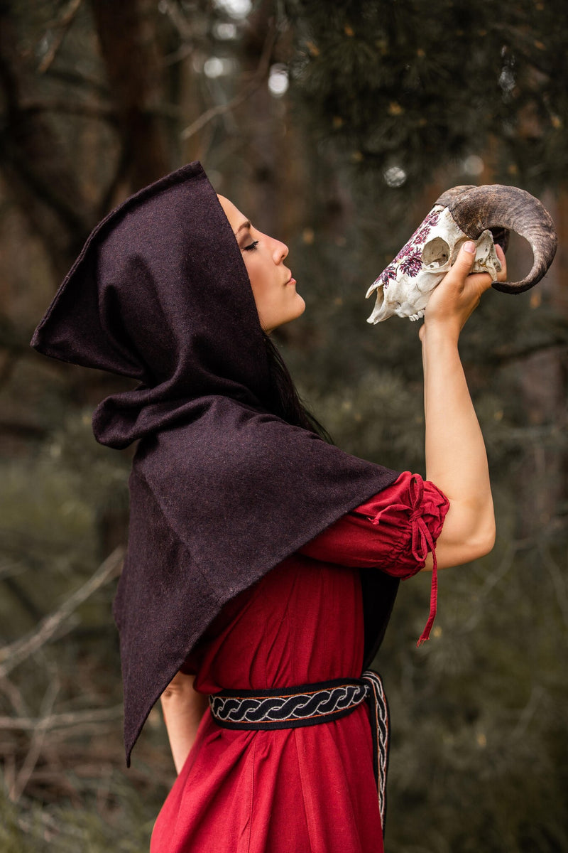 Capuchon Skjoldehamm Halfdan, marron, mélange de laine