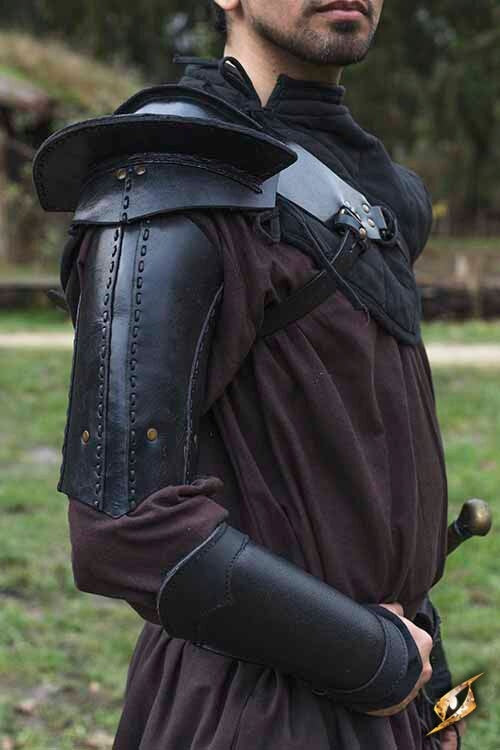 Leather shoulder armor, black