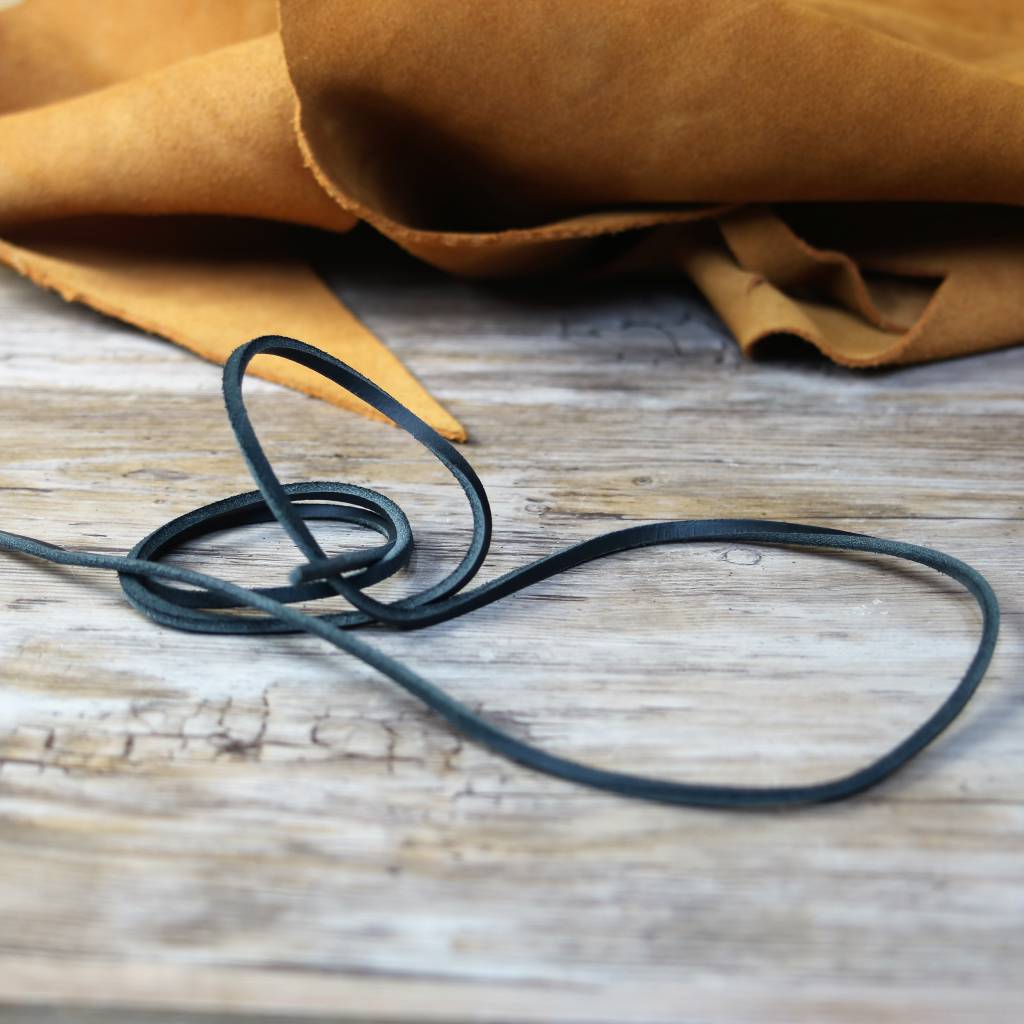 Lædersnøre sort, 100 cm 