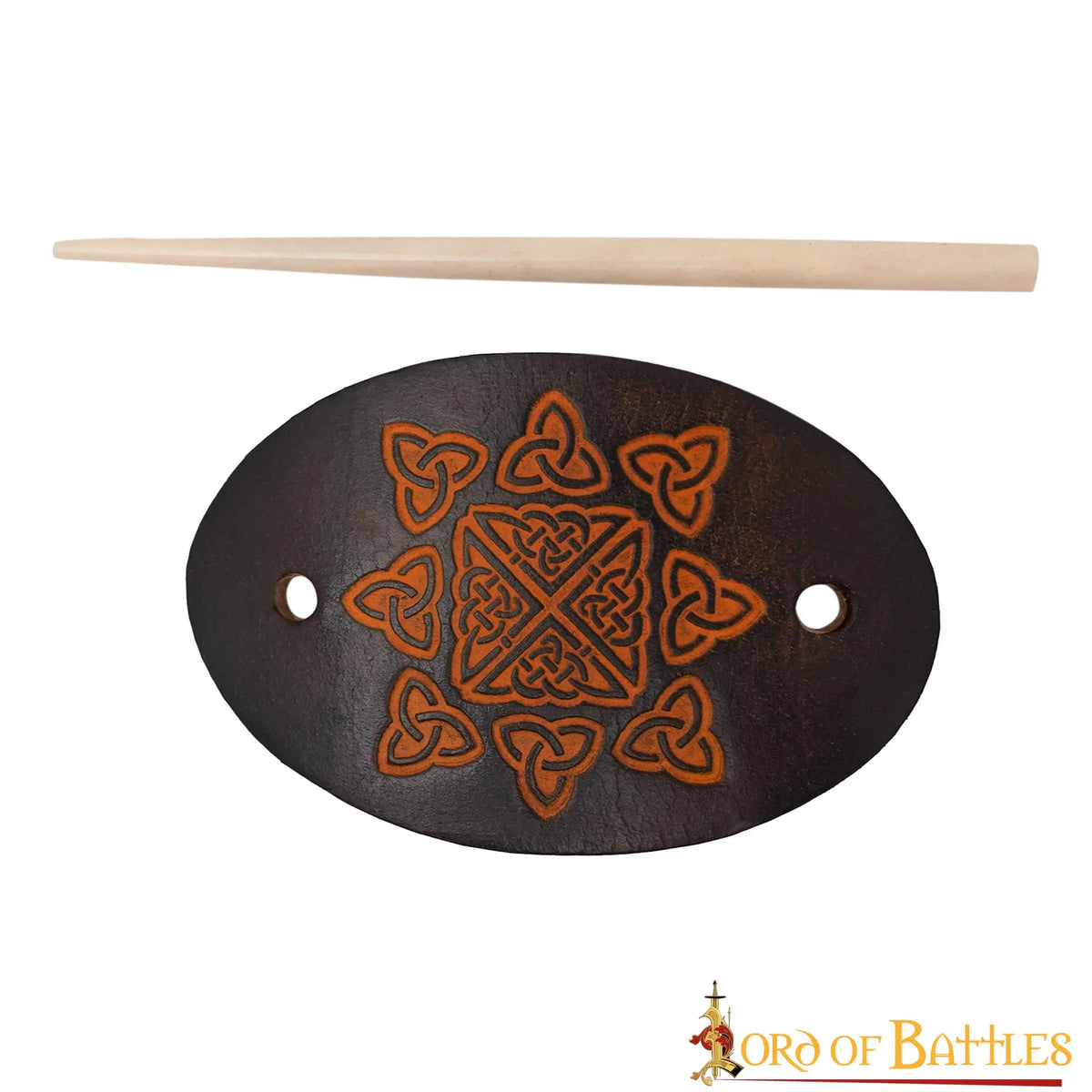 Haarspeld met Keltische knopen, leer