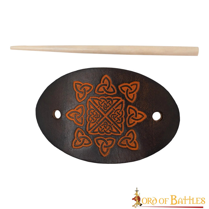 Haarspeld met Keltische knopen, leer