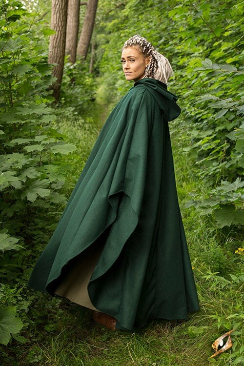 Mantello da viaggio, verde, misto lana