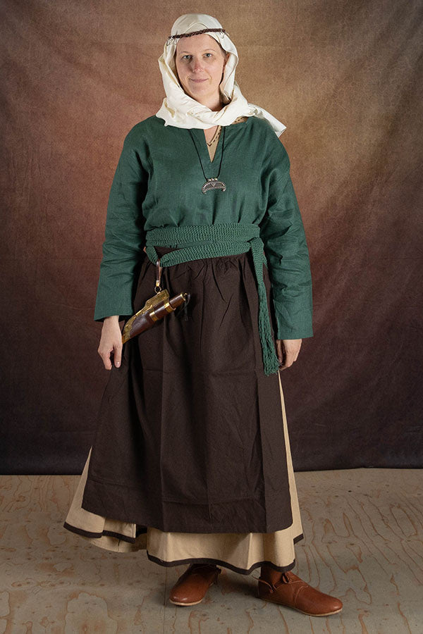 Middelalderligt hovedtørklæde, creme