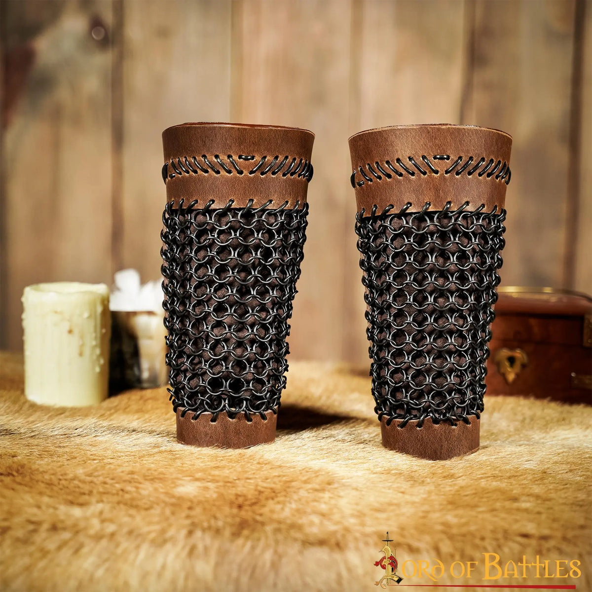Leather monster hunter bracers with chainmail