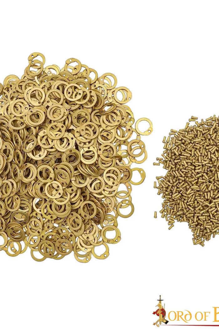 1 kg brass chainmail rings, flat rings, round rivets, 9 mm