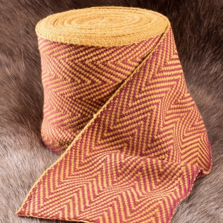 Fischgrät Stoff gelb rot, 10 cm breit, pro 7 Meter