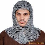 Coifa de cota de malha, galvanizada, argolas redondas sem rebites