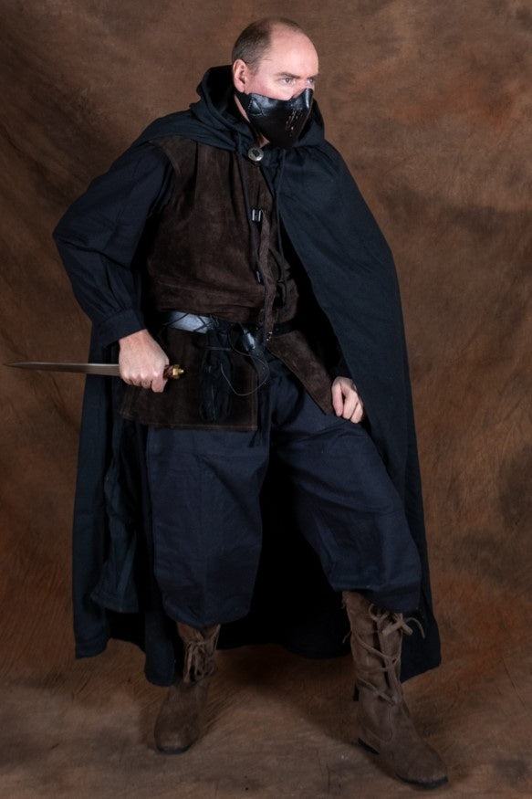 Skórzana półmaska Mempo, czarna