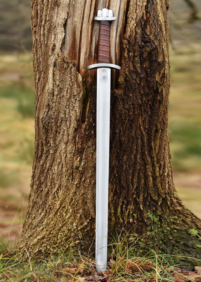 Viking zwaard met gelobde pommel, lang, bot (battle-ready)