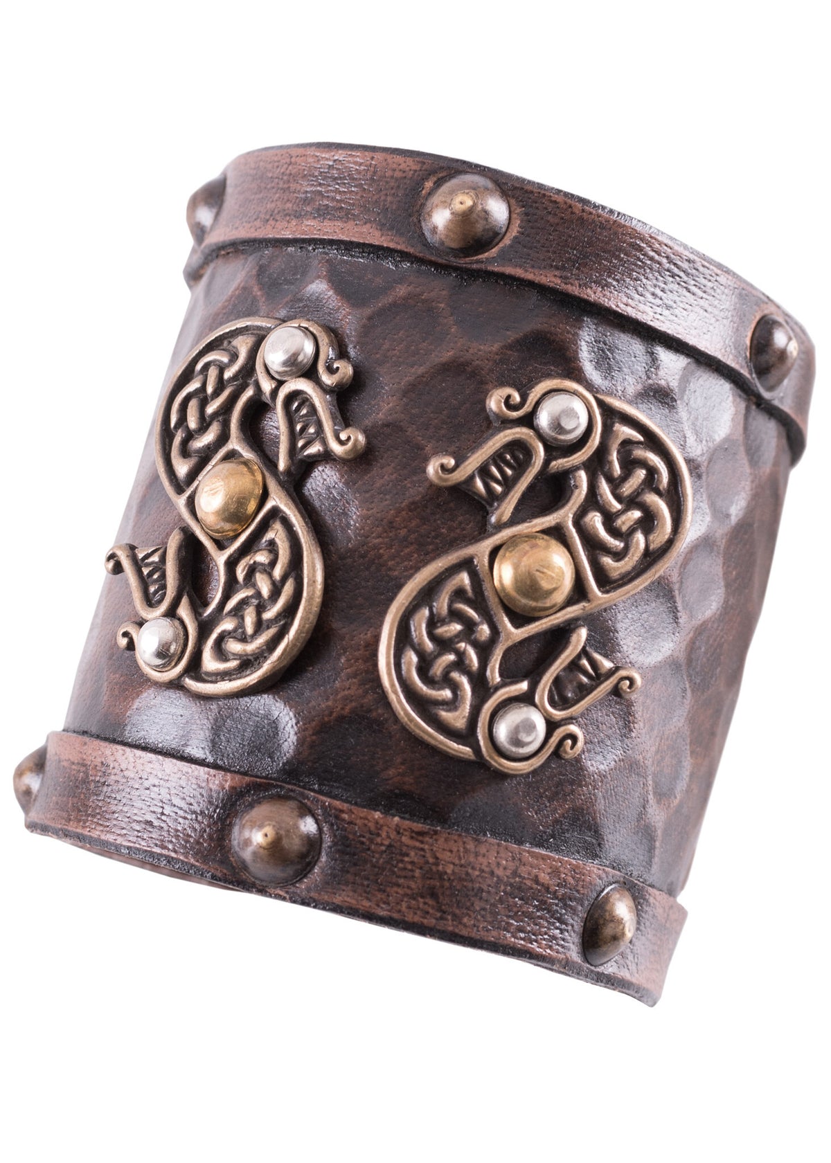 Pulsera vikinga con dragones, cuero
