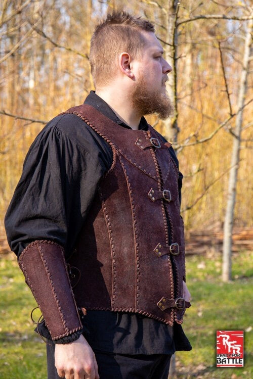 Brigandine with belts, brown