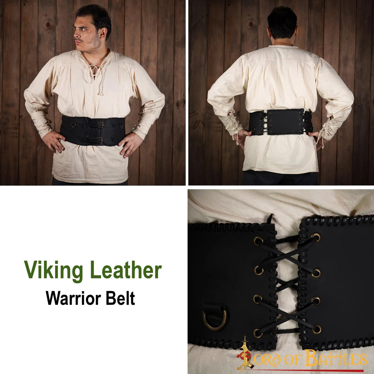 Large ceinture viking, brun