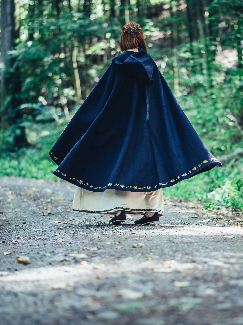 Manteau Ceridwen, mélange de laine, bleu