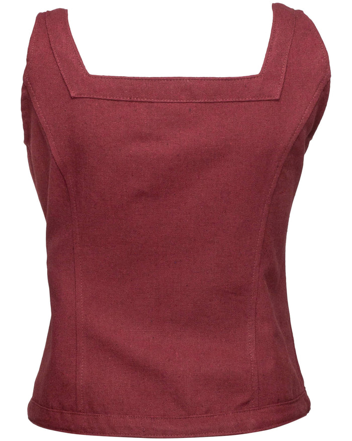 Mittelalterliches Mieder Ursula, Baumwolle, bordeauxrot