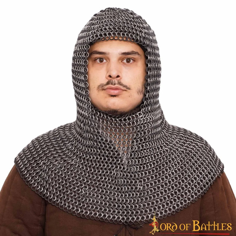 Ringbrynje coif, aluminium og gummi, 10 mm