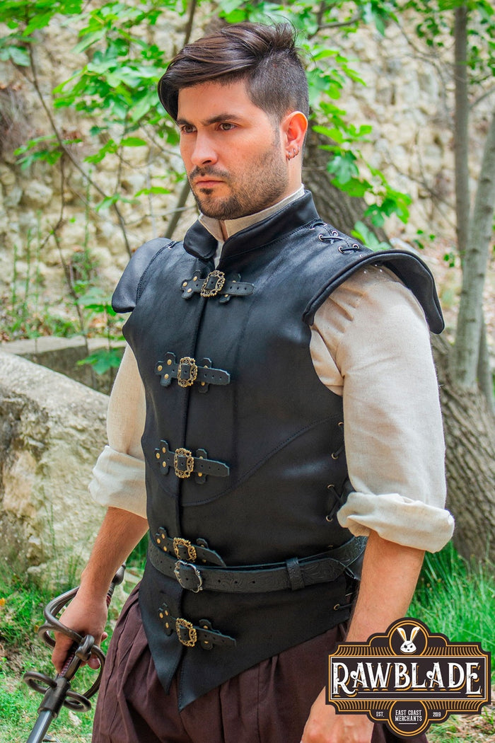 Diego Leren Jerkin - Zwart