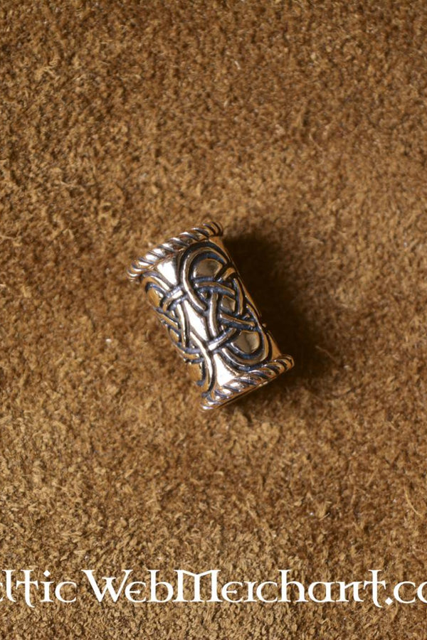 Long Celtic beard bead, bronze