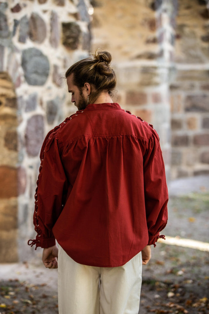 Piratenhemd mit Schnürung, rot