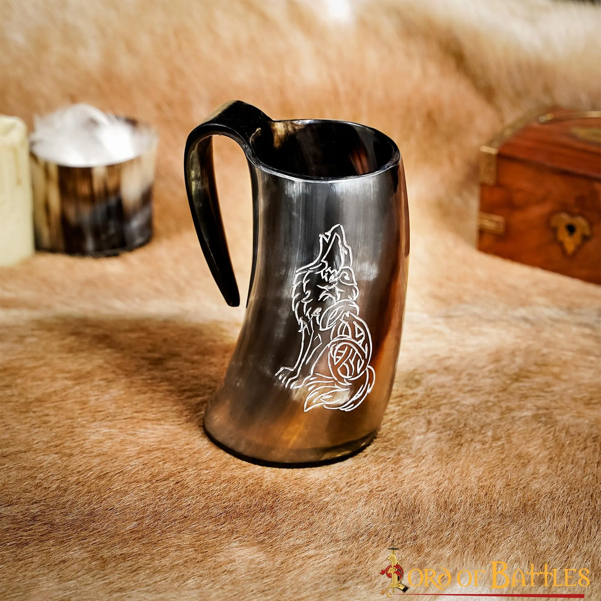 Viking horn mug Fenrir, 500-650 ml