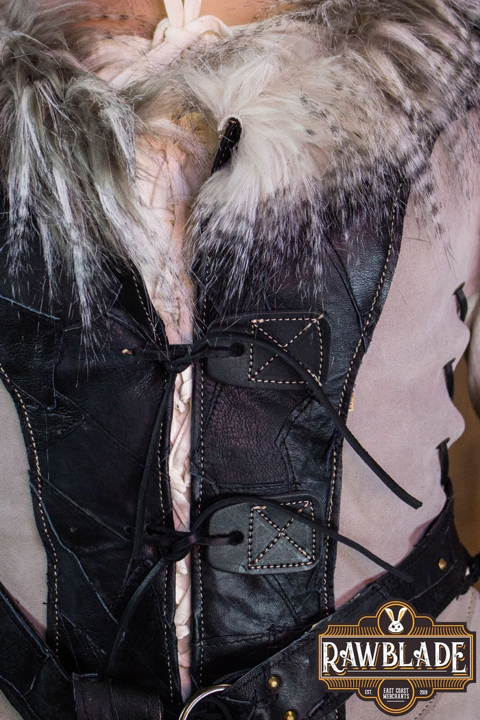 Eule Lederjerkin, Damen, schwarz grau