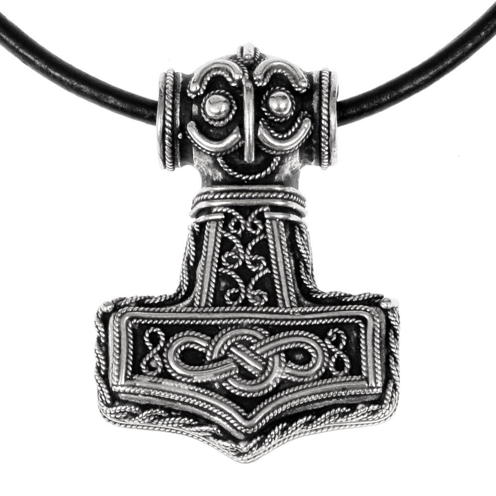 Viking Ödeshög Mjölnir met knoopwerk, verzilverd brons