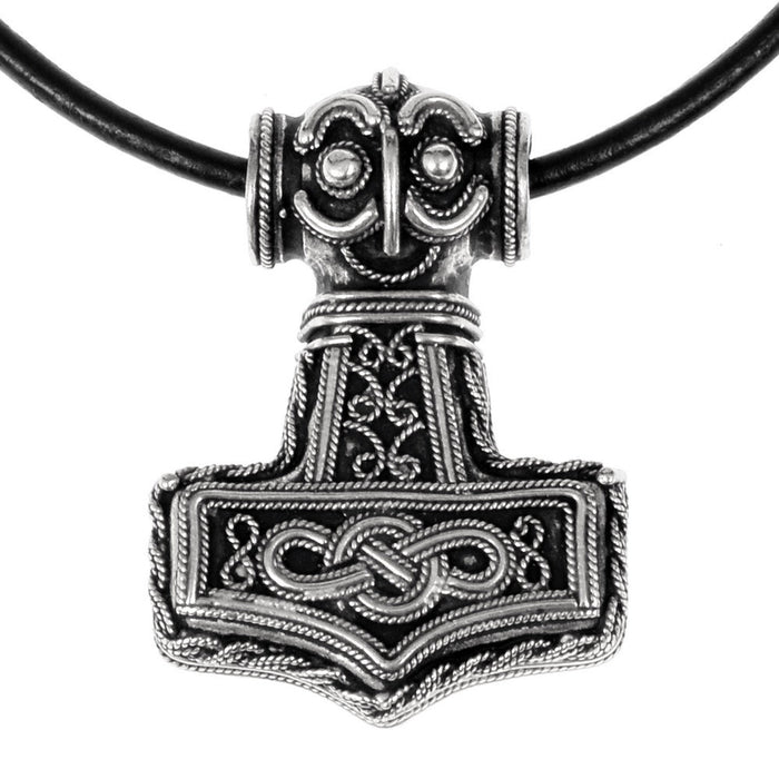 Viking Ödeshög Mjölnir met knoopwerk, verzilverd brons