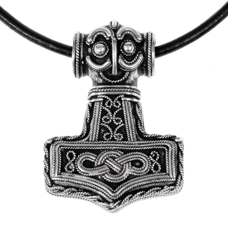 Ödeshög Mjolnir with knotwork, silvered bronze