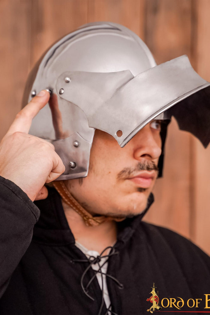 Sallet alemão com aventail, 2 mm (battle-ready)