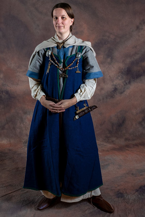 Rusvik wikińska suknia Katarzyna, niebiesko-zielona