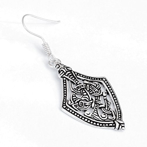 Viking earrings, Borre style scabbard, silver-plated bronze