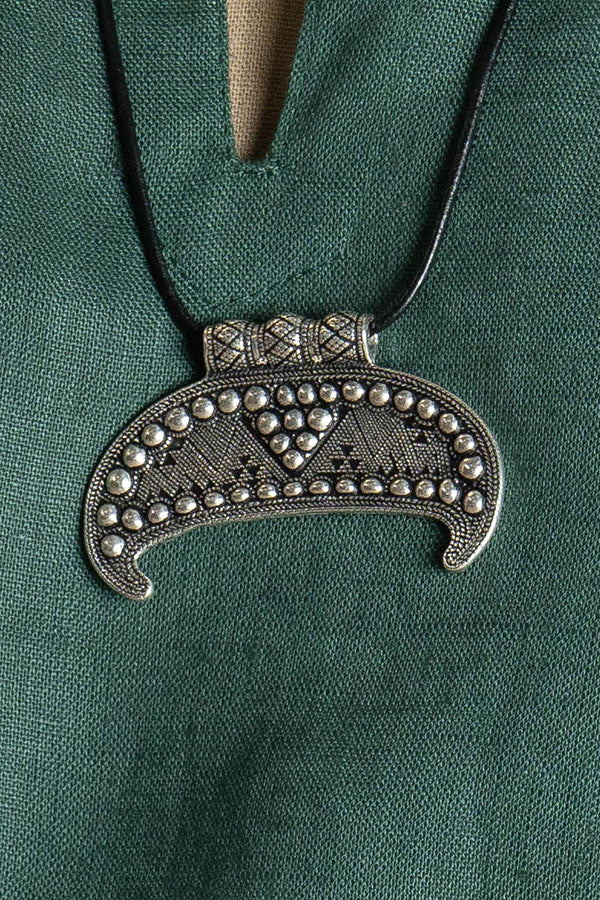 Slavic lunula amulet Gnezdovo, silvered bronze