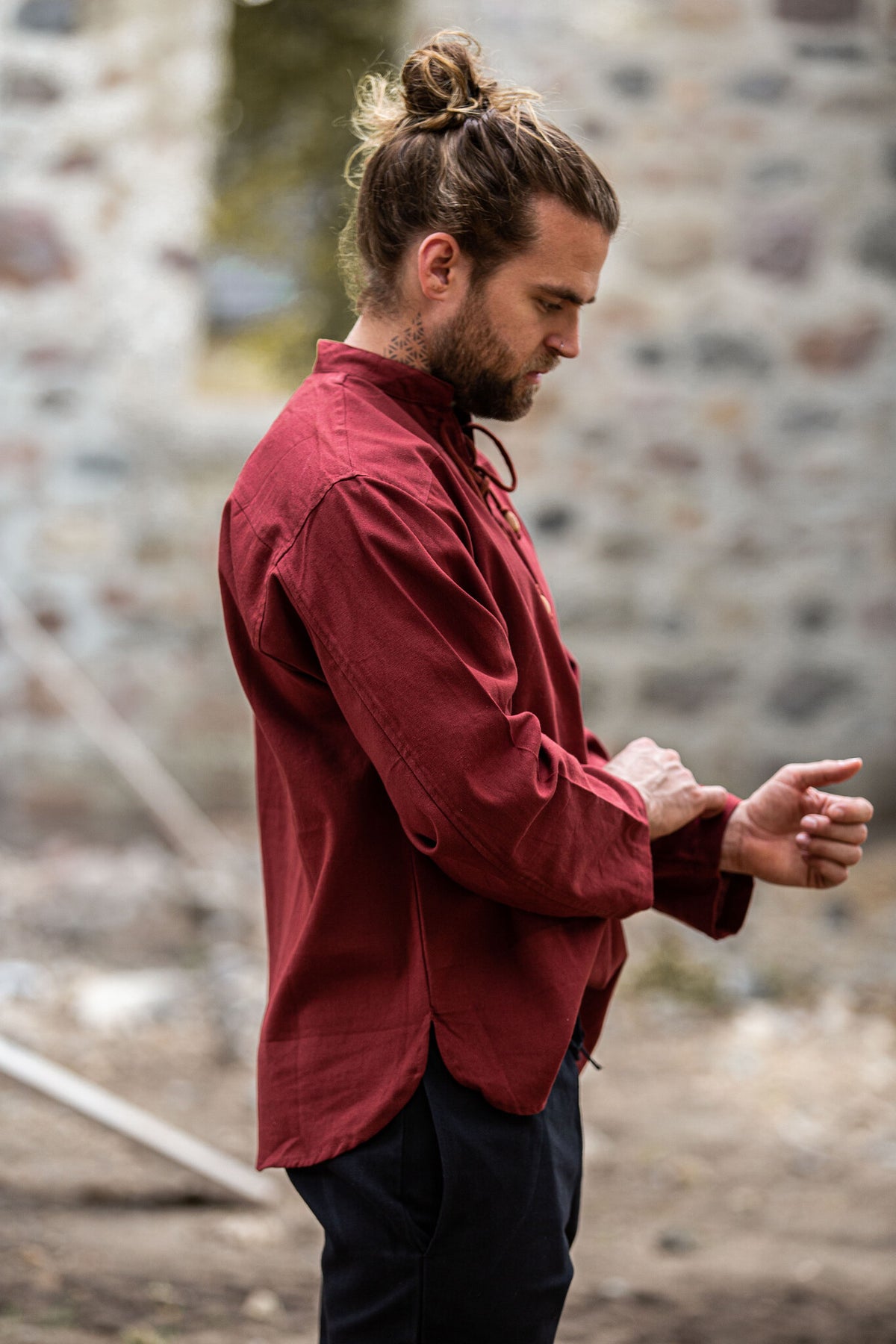 Håndvævet skjorte, rød