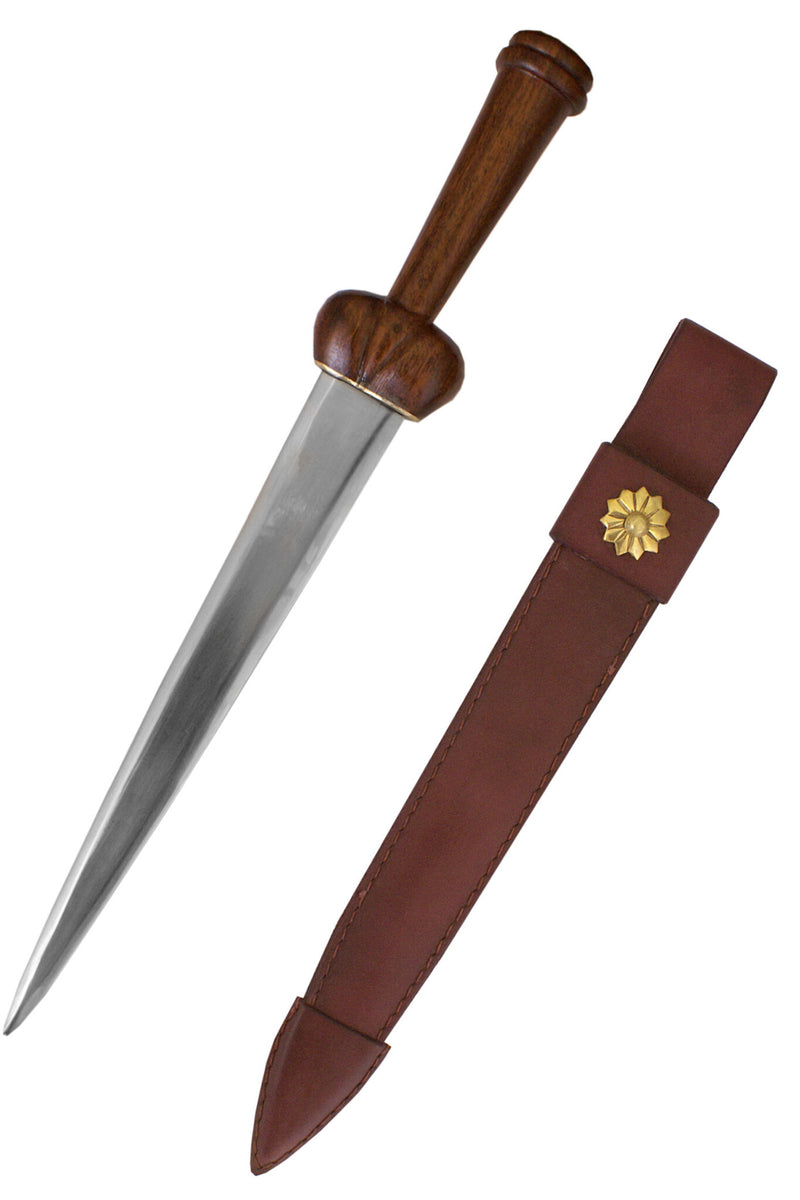 Bollock dagger with scabbard, semi-sharp