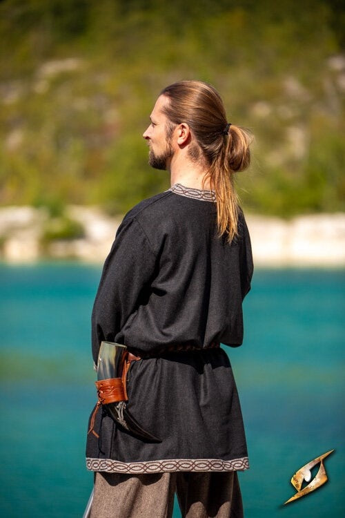 Tunika Hilmar, sildebensmønster, sort, uldblanding