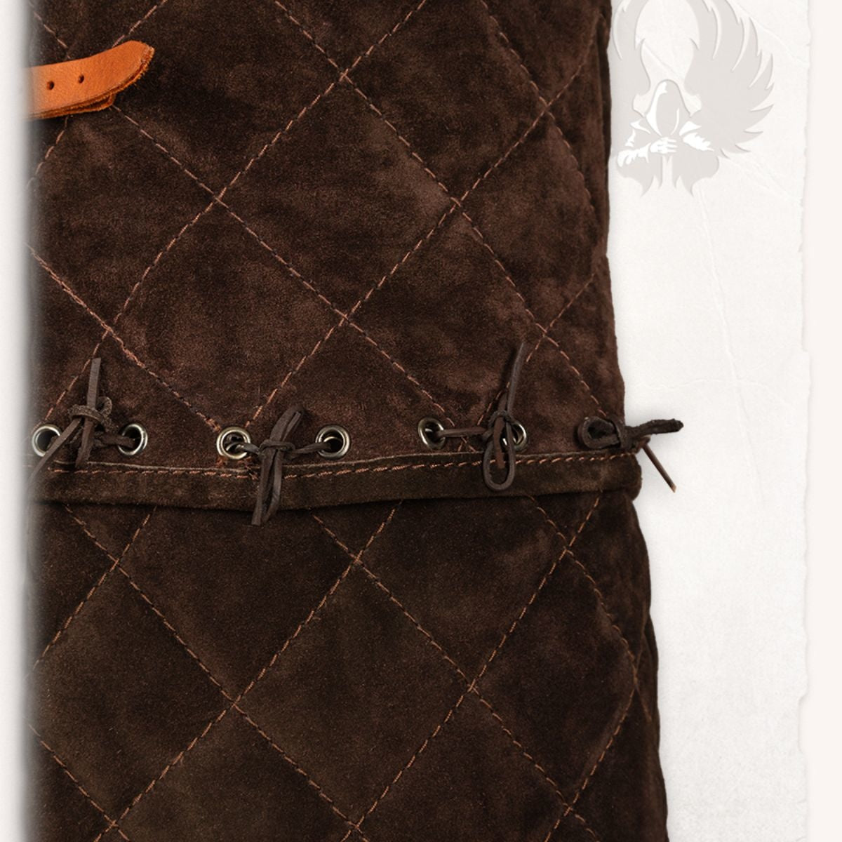 Gambeson Arthur in pelle scamosciata, set completo, marrone