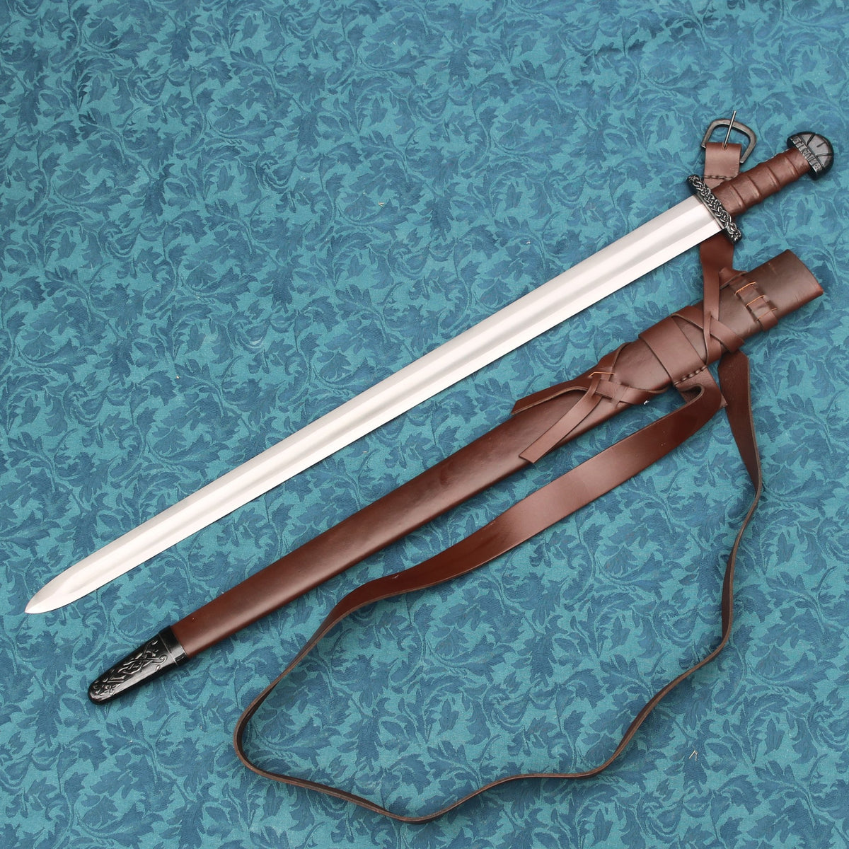 Vikingzwaard Bjorn met luxe schede, semi-scherp