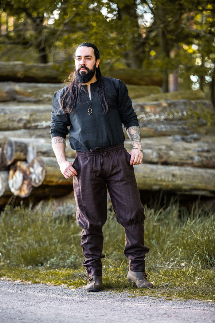 Viking trousers Jorvik, brown, wool mix