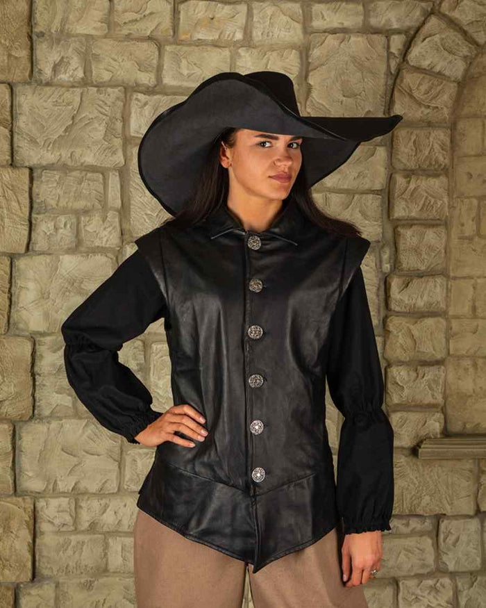 Leren vest Tilly, 16e - 17e eeuws, zwart